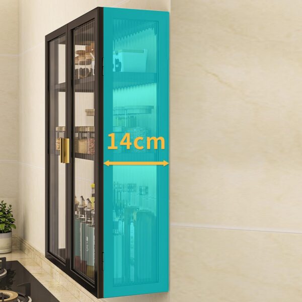 3-Tier Wall Mounted Storage Cabinet with Adjustable Shelf,Carbon Steel Double Door Wall Cabinet for Office, Dining Room,Living Room, Kitchen and Bathroom,Black