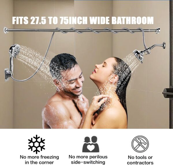 71XjSgiQnFL._AC_SL1500_.jpg Double Shower Head, Dual Shower Head for Couples, High Pressure and Adjustable Tandem Shower Head System for Two People