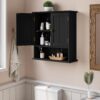 Smuxee Black Bathroom Cabinet Wall Mounted, Small Bathroom Medicine Cabinet with 2 Door Adjustable Shelves, Bathroom Wall Cabinet Over Toilet for Laundry Room Kitchen