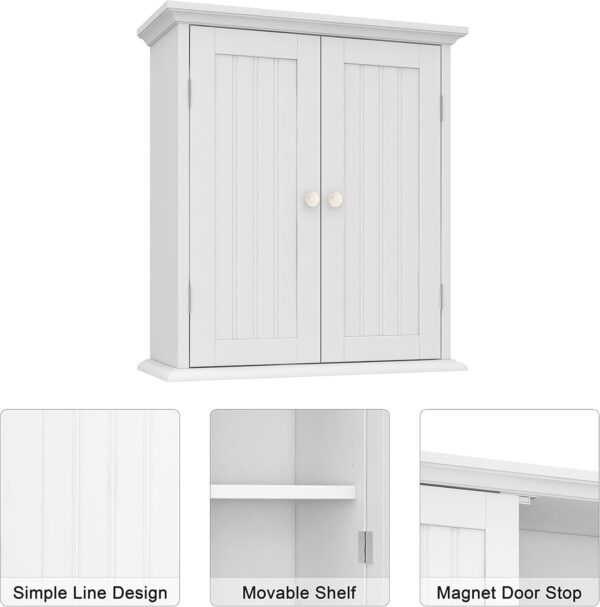 ChooChoo Bathroom Wall Cabinet, Over The Toilet Space Saver Storage Cabinet, Medicine Cabinet with 2 Door and Adjustable Shelves, Cupboard
