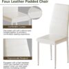 AWQM 5 Pieces Dining Table Set, Kitchen Table Set with Faux Marble Top Table and 4 Faux Leather Upholstered Chairs for Kitchen, Breakfast Nook, Dining Room, White+Beige