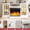 oneinmil 59'' Fireplace TV Stand, 3 Sided Glass Media Entertainment Center Console Table for TVs up to 65'' with Glass Door Adjustable Flame LED Color for Living Room, Set of TV Table, White