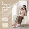 COLAMY Modern Upholstered Accent Chair Armchair with Pillow, Fabric Reading Living Room Side Chair,Single Sofa with Lounge Seat and Wood Legs, Beige