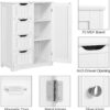 Yaheetech Large Bathroom Floor Cabinet with 4 Dawers and Single Door Cabinet, Freestanding Storage Cabinet Organizer for Bathroom Living Room Hallway, White, 26 x 14 x 35.5 in