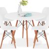 Best Choice Products 5-Piece Dining Set, Compact Mid-Century Modern Table & Chair Set for Home, Apartment w/ 4 Chairs, Plastic Seats, Wooden Legs, Metal Frame - Brown/White