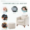 COLAMY Sherpa Accent Chair with Storage Ottoman Set, Upholstered Barrel Arm Chair with Footrest, Modern Living Room Chair with Back Pillow, Cream