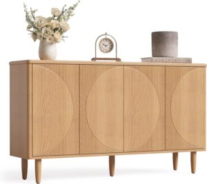 LITTLE TREE 59-Inch Buffet Cabinet Sideboard with Storage, Modern Sideboard Buffet Table with Doors for Living Room, Dining Room