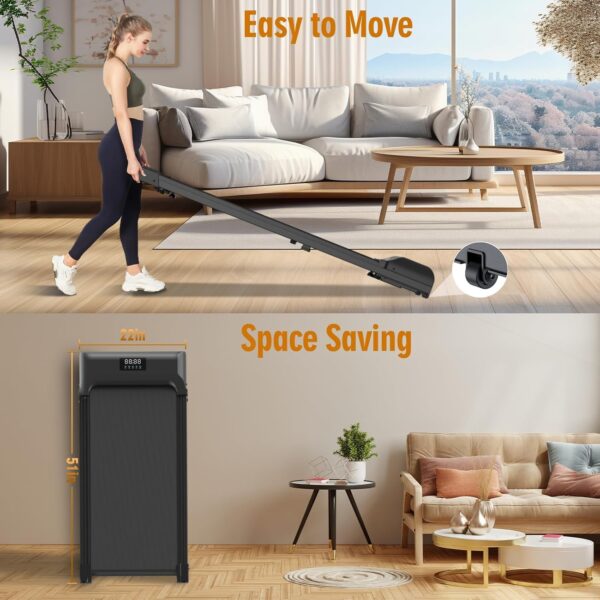 Walking Pad, Under Desk Treadmill for Home Office, 2.5HP Walking Pad with 300lb Weight Capacity, Portable Teadmill with Remote Control, LED Display