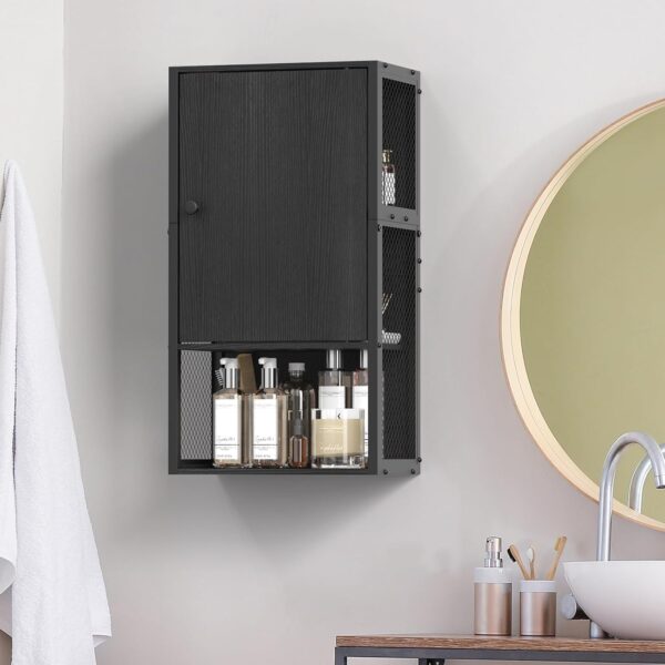 Small Bathroom Wall Cabinet, Bathroom Storage Cabinet Wall Mounted, Black Modern Medicine Cabinet, 3-Tier Wall Mounted Storage Cabinet Over The Toilet for Small Spaces, Living Room