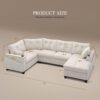 YITAHOME Oversize U-Shaped Sofa with Cup Holders, Cat Scratch-Proof Fabric Sofa Couch with Deep Seat and Wide Armrest, Modern 6-Seater Sectional Couch for Living Room Office Apartment, Beige