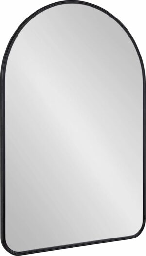 Kate and Laurel Caskill Midcentury Arched Wall Mirror, 24 x 36, Black, Decorative Modern Mirror for Wall Display