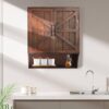 FLORA Farmhouse Wall Mounted Storage Cabinet, Medicine Cabinet with Doors, Wood Vintage Bathroom Wall Cabinet Over Toilet for Bathroom, Kitchen, Living Room, Rustic Brown
