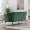 59" Wide Modern Boucle Loveseat Small Sofa Small Mini Room Couch 2-Seater Sofa with Gold Metal Legs for Small Space Office Studio Apartment Bedroom (Green)