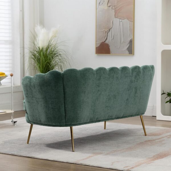 59" Wide Modern Boucle Loveseat Small Sofa Small Mini Room Couch 2-Seater Sofa with Gold Metal Legs for Small Space Office Studio Apartment Bedroom (Green)