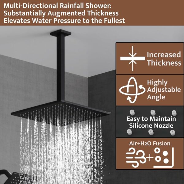 71aexFb9iaL._AC_SL1500_.jpg Thermostatic Shower System Matte Black, Push Button Diverter Shower Faucet with 2 in 1 Handheld, Ceiling Mount 12 Inch Shower Head with 6 Inch Wall Mount Shower Head