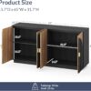 BELLEZE 65 Inch Fluted Buffet Cabinet with Storage, Symmetrical Arc Accent Sideboard Large Console Table for Dining Room, Kitchen, and Living Room (Camel)