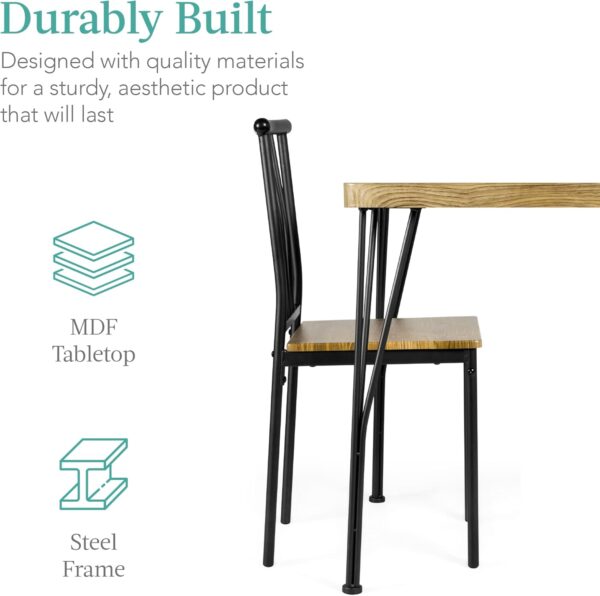 Best Choice Products 5-Piece Metal and Wood Indoor Modern Rectangular Dining Table Furniture Set for Kitchen, Dining Room, Dinette, Breakfast Nook w/ 4 Chairs - Brown