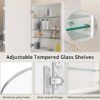 Silver Medicine Cabinet with Mirror, Bathroom Arched Medicine Cabinet Wall Mounted, Modern Vanity Mirror with Storage, Mirrored Cabinet with Adjustable Shelves, Not Recessed, 24x36 Inch