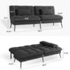 COMHOMA Convertible Futon Sofa Bed, 68″Fabric Futon Couch with Adjustable Backrest, Folding Futon Sleeper Recliner for Living Room Furniture (Black)