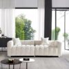 87.4" Modern 3 Seater Sofa Couch for Living Room, Mid Century Fluffy Couches with Solid Wood Frame and 6 Legs for Bedroom, Apartment, Weight Capacity 750 LBS (White)