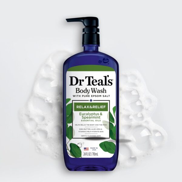 Dr Teal's Body Wash with Pure Epsom Salt, Relax & Relief with Eucalyptus & Spearmint, 24 fl oz (Pack of 2)