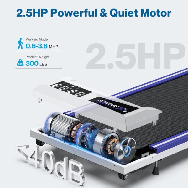 COZYINN 10% Incline Walking Pad - 2.5HP 7.6MPH 340+lb Capacity Treadmills for Home, Portable Foldable Adjustable Incline Treadmill with 41 * 16inch Wide Running Area, Mute Control, Works with KINOMAP