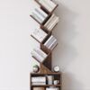 SUNMORY 6 Tier Tree Bookshelf, Small Bookcase with Storage Cabinet, Modern Tall Narrow Bookshelves Organizer, Floor Standing Book Shelf for Bedroom/Living Room/Home Office/Corner, Rustic Brown