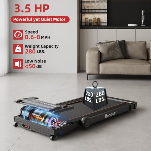 Treadmill with Incline, 3 in 1 Under Desk Treadmill Walking Pad with Removable Desk Workstation 3.5HP Foldable Compact Walking Treadmill for Home Small Office with Wristband Remote Control