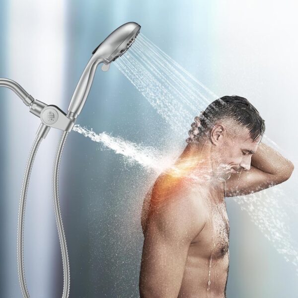 Filtered Shower Head with Handheld Combo - Dual 2-in-1 Spa System with Massage Shower Head and 10 Modes Hand Held Shower Head, High Pressure, Built in Power Wash Mode (Chrome)