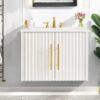 YITAHOME 24 Inch Bathroom Vanity with Sink, Small Space Floating Vanity, Modern 3-Holes Bathroom Storage Cabinet w/Double Soft-Close Doors, White