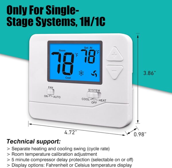 Non-Programmable Thermostats for Home 1 Heat/1 Cool Conventional Single-Stage Systems