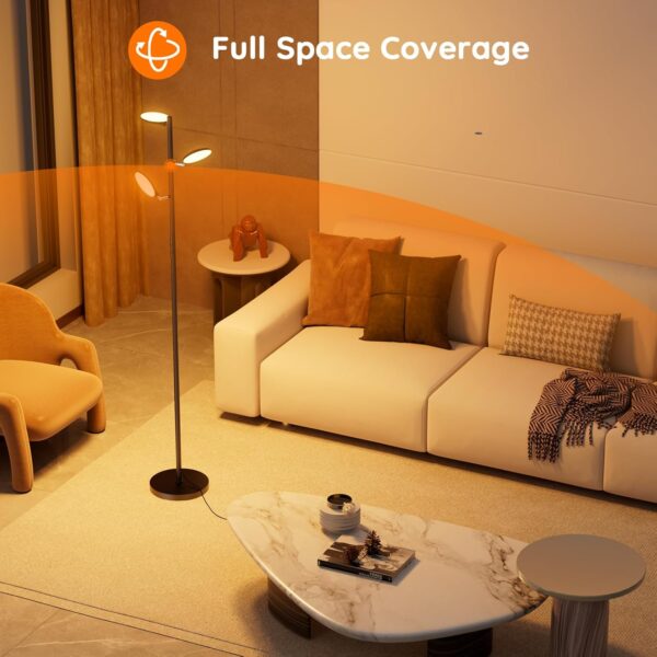 bedee LED Floor Lamp for Living Room: 30W Dimmable Standing Light with 4 Color Temperature, 3 Rotatable LED Tree Floor Lamp with Remote and Touch Control for Bedroom Office Lighting