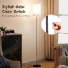 Floor Lamps for Living Room, Modern Standing Lamp with Pull Chain Switch, 3 Color Temperature Black Pole Lamp with Lampshade, 9W LED Bulb Tall Lamps for Bedroom Office Kid Room