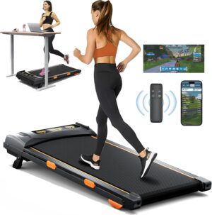 Walking Pad Treadmill with Incline, Under Desk Treadmill for Home Office, Portable Treadmill 2.5HP, 300 lbs Capacity, APP/Remote Control, LED Displays, Manual Incline(M)