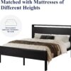 Allewie Queen Size Platform Bed Frame with Wooden Headboard and Footboard, Heavy Duty 12 Metal Slats Support, No Box Spring Needed, Under-Bed Storage, Noise Free, Easy Assembly, Black Oak