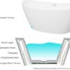 FerdY Naha 67" Acrylic Freestanding Bathtub, Curve Edge Freestanding Soaking Bathtub, Glossy White, cUPC Certified, Toe-Tap Chrome Drain & Overflow Assembly Included, 02588