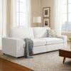 88.58" Modern Sofas for Living Room Linen Breathable Loveseat Sofas & Couches with Square Wide Armrest and Removable Sofa Cushion Off-White