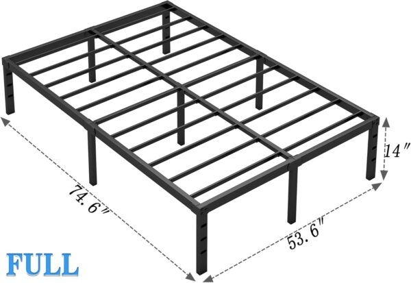 Metal Bed Frame,Full Size Bed Frame with Storage Space,Heavy Duty Sturdy Mattress Foundation,Easy Assembly,No Box Spring Needed, Black,14 Inch,Full