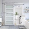 SmartStandard 38 x 84 inch Glass Barn Door with 6.6FT Brushed Nickel Sliding Hardware Kit & Handle, Pre-Drilled Ready to Assemble, Waterproof PVC Coating, White, 5-Panel Glass