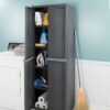 Sterilite Storage Cabinet, Plastic Closet Organizer, 4 Adjustable Shelves, Gray