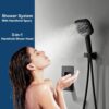 Shower Head System，DINIERA Shower System with Shower Head and Handheld Spray，Luxurious 12" Shower Faucet Set，Bathroom Wall Mounted Shower Fixtures with Build-in Brass Valve and Trim Kit，Matte Black
