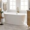 FerdY Shangri-La 59" Acrylic Freestanding Bathtub, Classic Oval Shape Acrylic freestanding tub Modern White, cUPC Certified, Chrome Drain and Classic Slotted Overflow Included