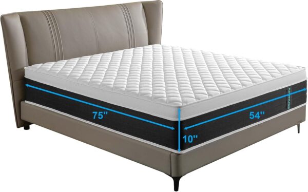 Full Mattresses,Memory Foam Hybrid 10 Inch Full Size Mattress,Black&White Pocket Spring Full Size Black&White Mattress,Medium Firm Comfort Mattress,CertiPUR-US.