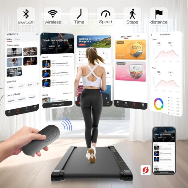 Sperax Walking Vibration Pad with APP, 3 in 1 Under Desk Treadmill, 2.5HP Low Noise Walking Treadmill Pad with Remote Control,Portable Treadmill for Home Office
