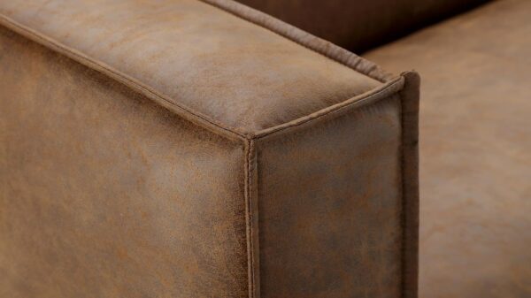 CHERS 83.3" Mid Century Modern Sofa, Luxury French Mixed Fabric Couch with Tight Back, Square Armrest Lounge Sofas for Living Room, Apartment, Bedroom, Office, Chestnut