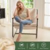 HIGOGOGO Modern Accent Chair, Living Room Chair with Wood Armrests, Shredded Foam Cushion, and Sturdy Metal Frame Reading Chair, Beige