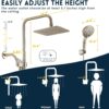 Dual Shower Head Combo, Brushed Nickel 8'' High Pressure Rain/Rainfall Shower Head, 6 Settings Adjustable Handheld Showers, with 15" Height Adjustable Slide Bar, Holder/59’‘ Hose