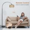 Arc Floor Lamps for Living Room with 3 Color Temperatures, Black Standing Lamp with Remote & Dimmable LED Bulb, Rattan Boho Floor Lamp, Farmhouse Tall Lamp for Bedroom, Over Couch Arched Reading Light