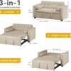 DWVO 3-in-1 Convertible Sleeper Sofa Bed, Folding Futon Couch with Pullout Bed, 5-Level Backrest, USB Ports, Storage Pockets, and Pillows, Modern Lounge Furniture for Living Room (Beige)