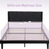 Queen Size Platform Bed Frame with Fabric Upholstered Headboard and Strong Wooden Slats Support,Mattress Foundation,No Box Spring Needed,Easy Assembly (Black, Queen)